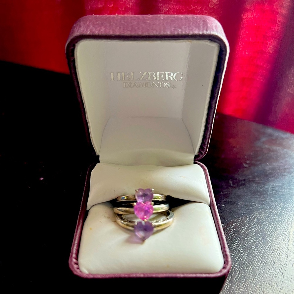 Sterling Silver Stackable Heart Shaped Rings - image 1